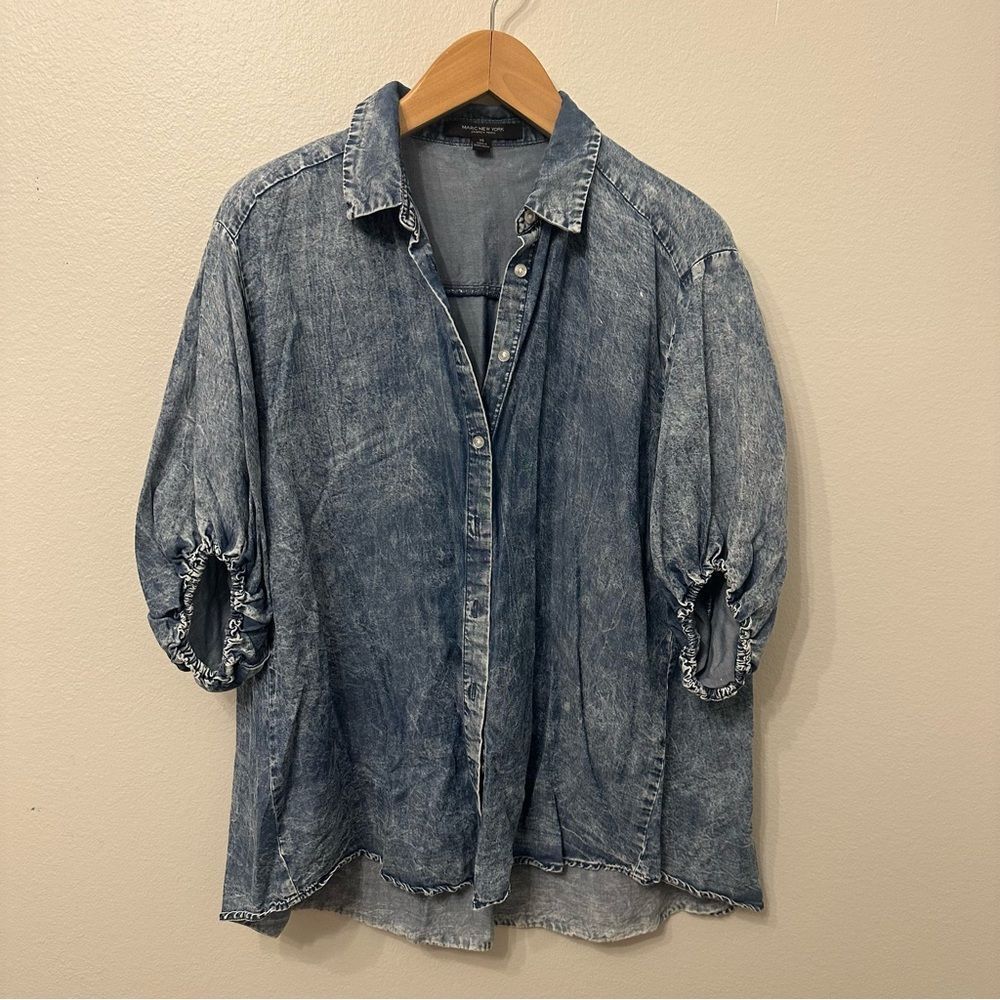 Marc New York Acid Wash Denim Button-Up Shirt